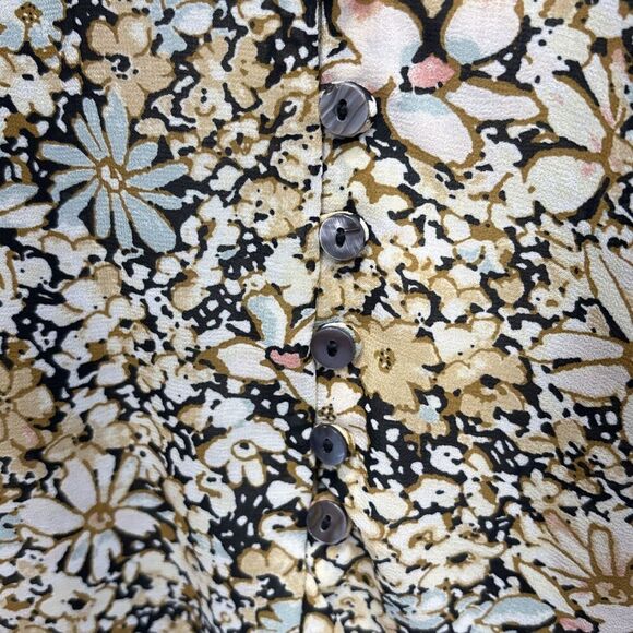 Lulus Season of Blooms Cream Multi Floral Print Size Small Balloon Sleeve - Picture 6 of 14